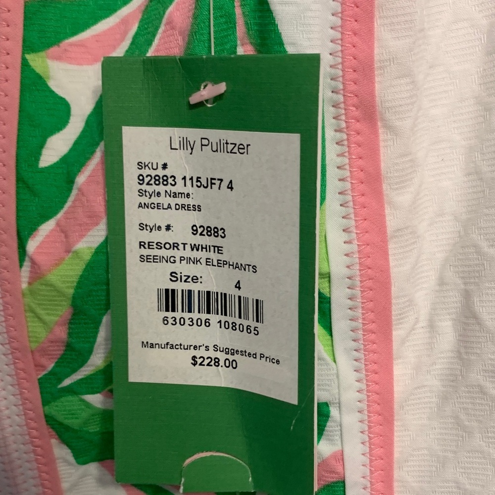 Lilly Pulitzer White Strapless Dress with Green & Pink Floral Panel - Picture 2 of 2